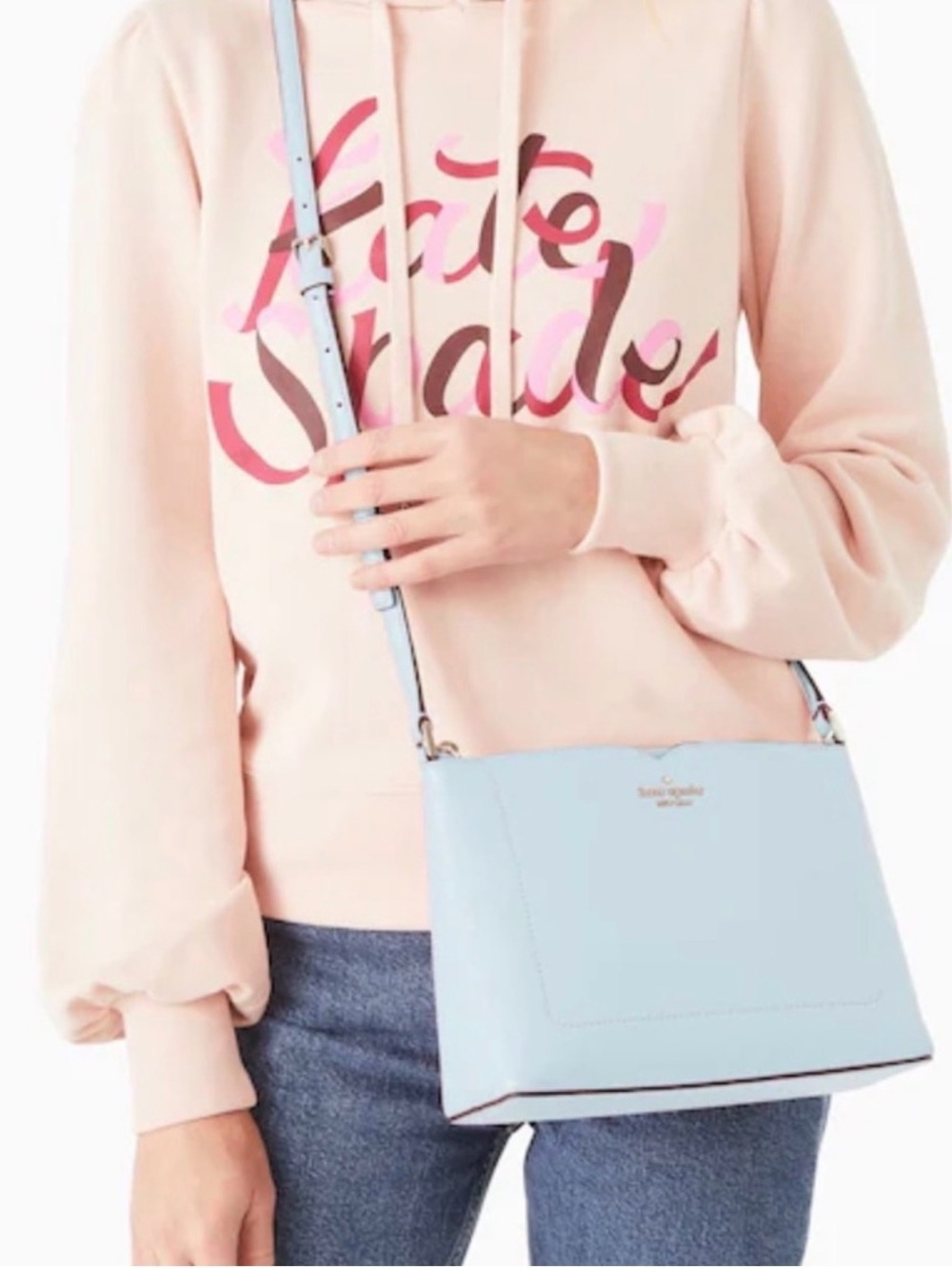 NWOT Kate Spade Harlow Large Top Zip Crossbody Bag - Frosty Sky (C408) - Picture 4 of 5